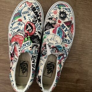 Vans Red and Blue Sneakers Vibrant Slip-On Design